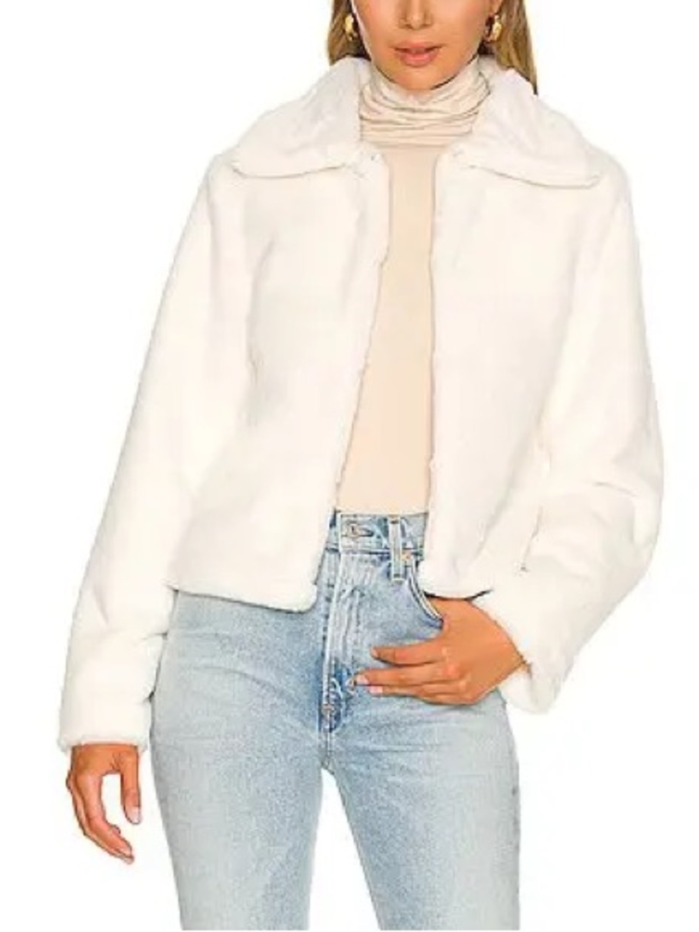 Superdown Faux Fur White Plush Jacket- Never Worn